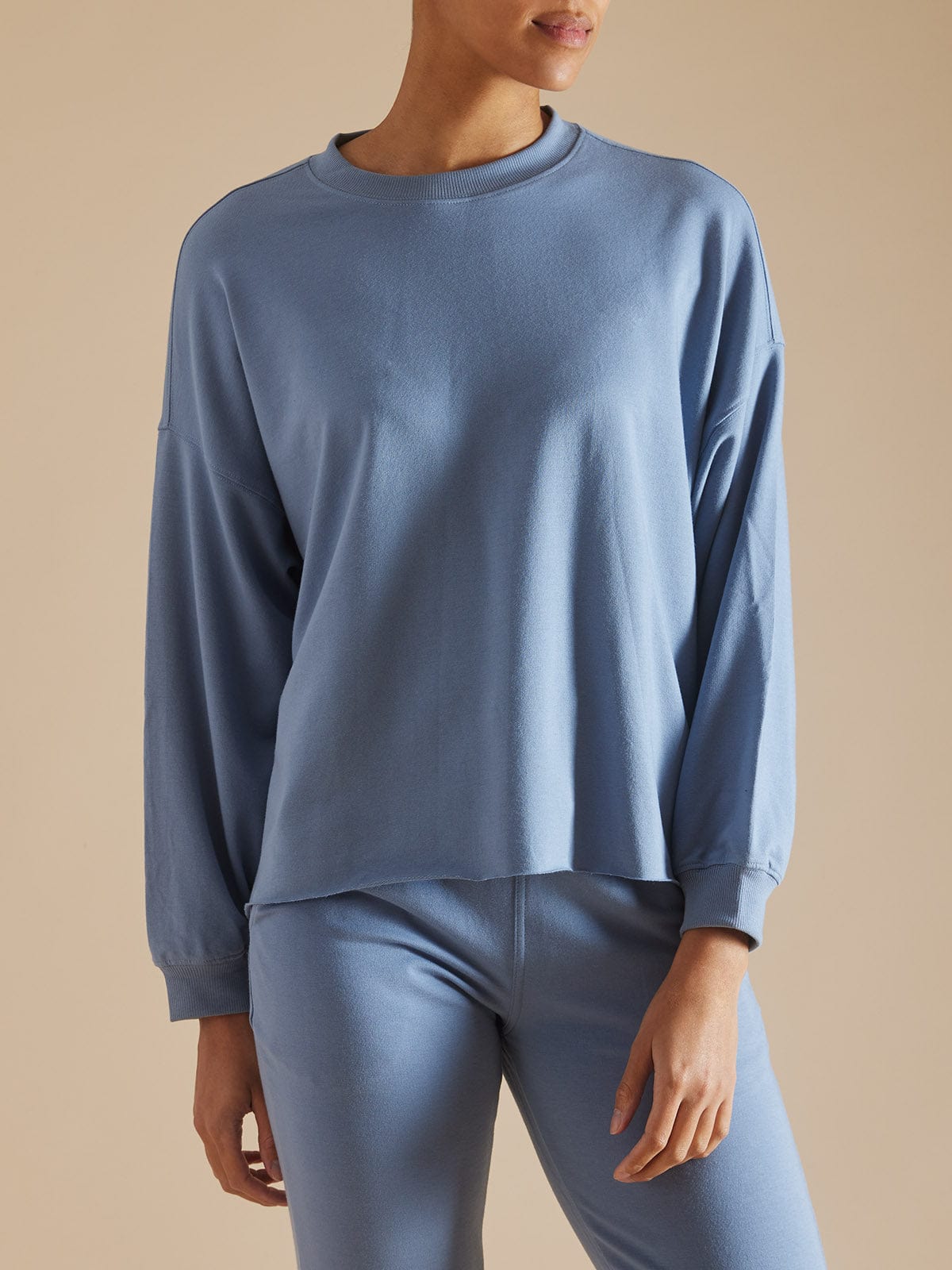 Mya Oversized Crew Neck Top - Light Blue