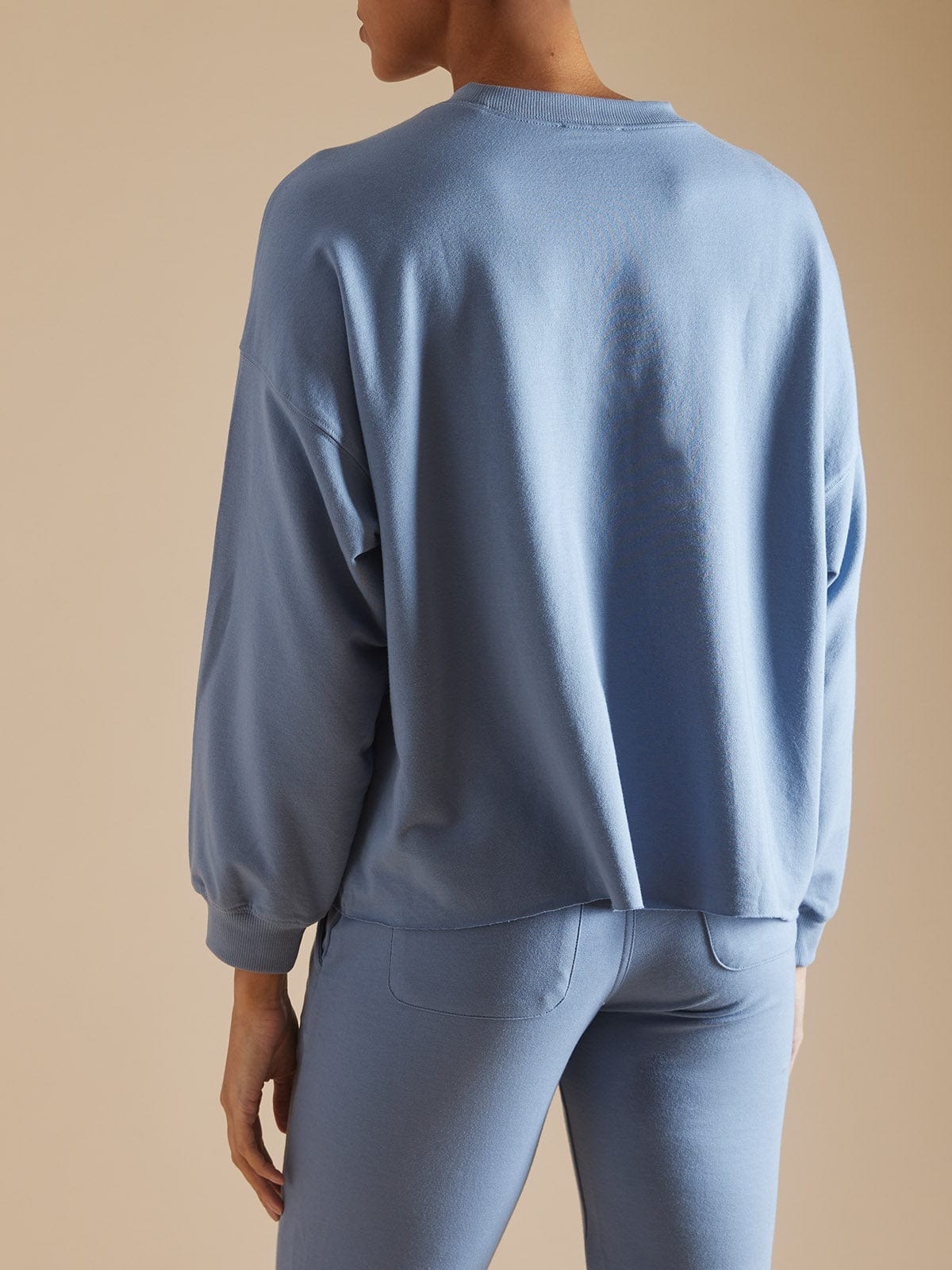 Mya Oversized Crew Neck Top - Light Blue