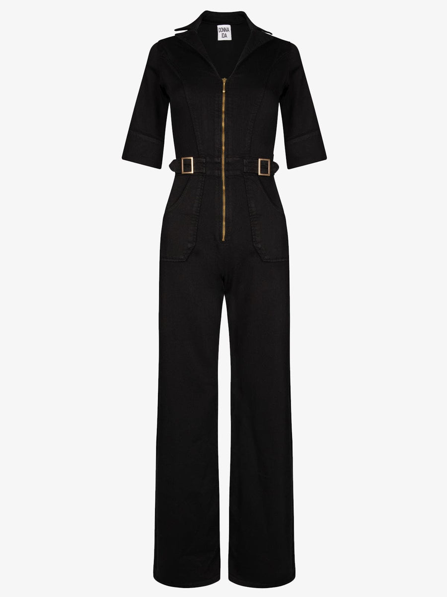 Donna Ida Cassandra Flared Jumpsuit-Black | IRIS Fashion