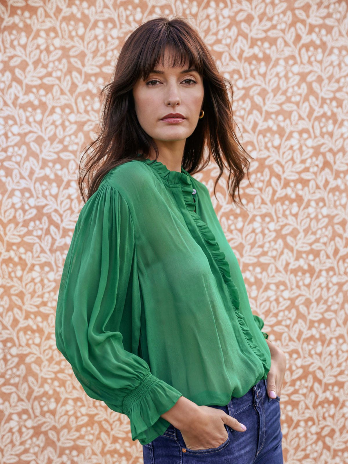 Frankie Ruffle Blouse- Green